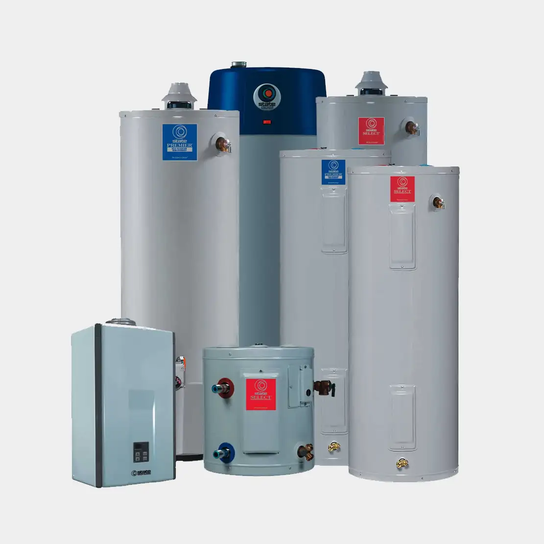 7 different types of gas, electric, tank & tankless water heaters